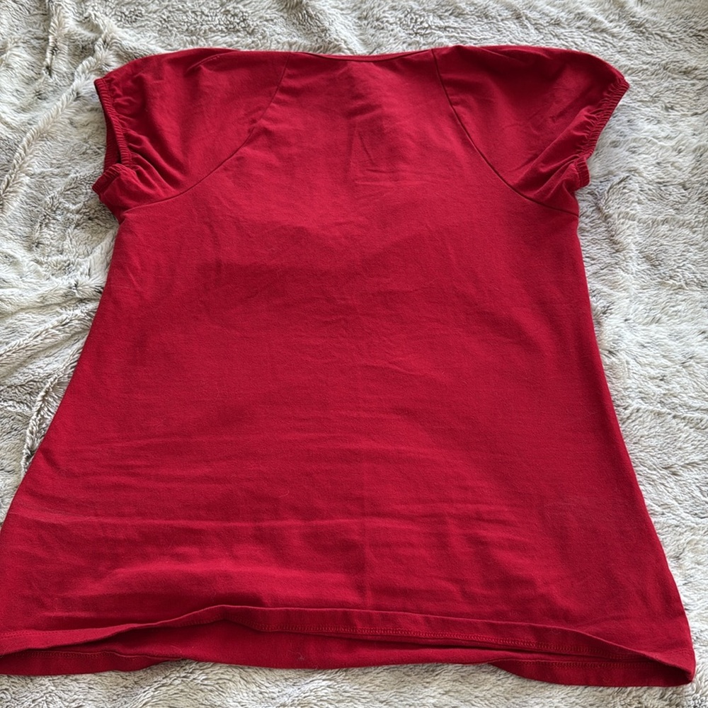 Retro Chic Torrid Ruby Red Blouse With Front Knot… - image 5